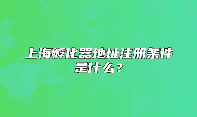 上海孵化器地址注册条件是什么?