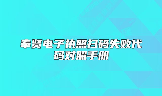 奉贤电子执照扫码失败代码对照手册