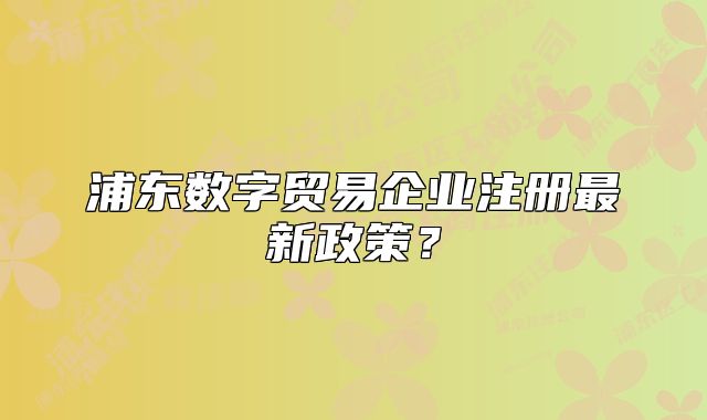 浦东数字贸易企业注册最新政策?