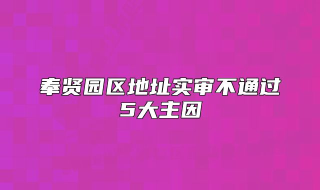 奉贤园区地址实审不通过5大主因