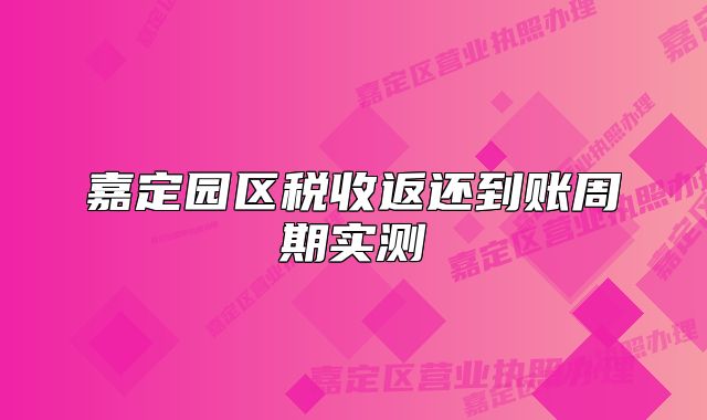 嘉定园区税收返还到账周期实测