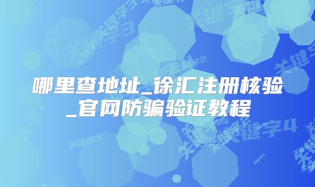 哪里查地址_徐汇注册核验_官网防骗验证教程