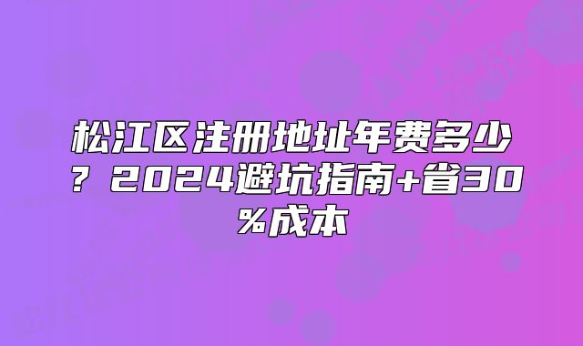 松江区注册地址年费多少？2024避坑指南