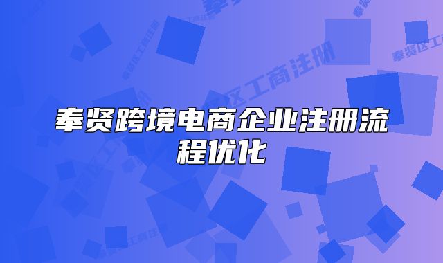 奉贤跨境电商企业注册流程优化