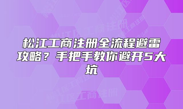 松江工商注册全流程避雷攻略？手把手教你避开5大坑