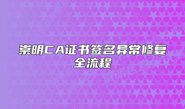 崇明CA证书签名异常修复全流程