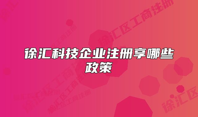 徐汇科技企业注册享哪些政策