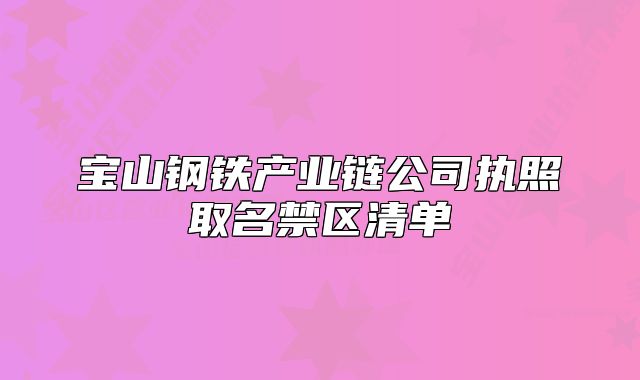 宝山钢铁产业链公司执照取名禁区清单