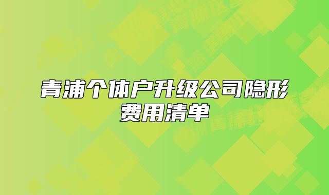 青浦个体户升级公司隐形费用清单