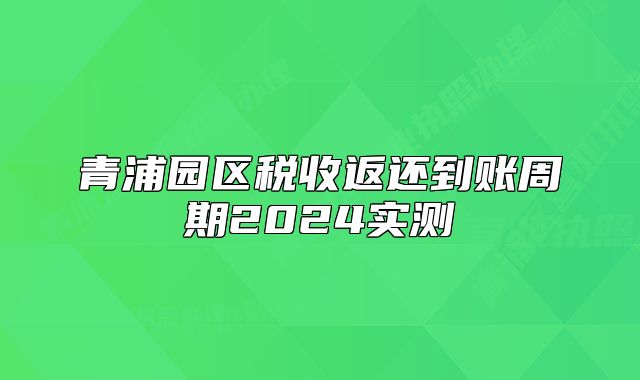 青浦园区税收返还到账周期2024实测