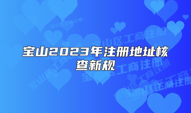 宝山2023年注册地址核查新规