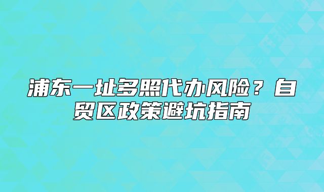 浦东一址多照代办风险？自贸区政策避坑指南