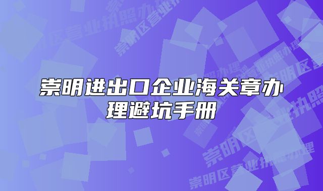 崇明进出口企业海关章办理避坑手册