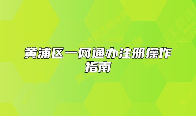 黄浦区一网通办注册操作指南
