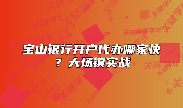 宝山银行开户代办哪家快?大场镇实战