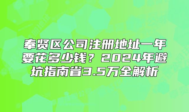 奉贤区公司注册地址一年要花多少钱？2024年避坑指南