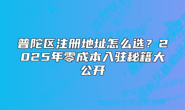 普陀区注册地址怎么选？2025年零成本入驻秘籍大公开
