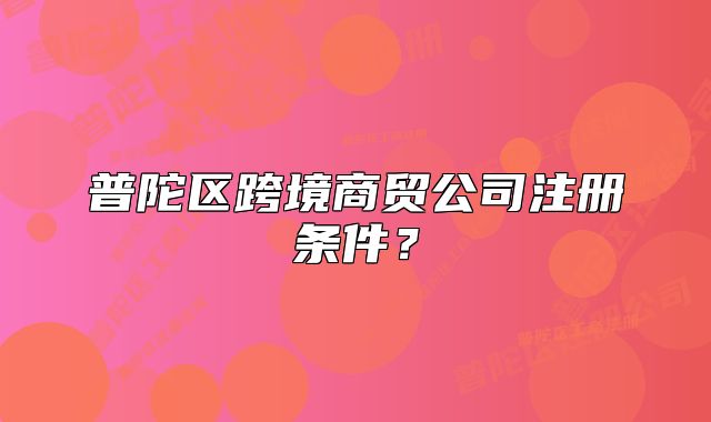 普陀区跨境商贸公司注册条件？