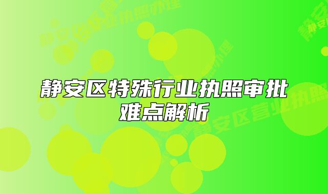 静安区特殊行业执照审批难点解析