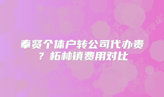 奉贤个体户转公司代办贵？柘林镇费用对比