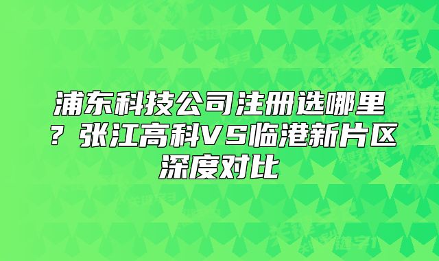 浦东科技公司注册选哪里？张江高科VS临港新片区深度对比