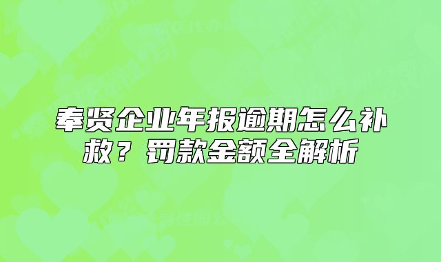 奉贤企业年报逾期怎么补救？罚款金额全解析