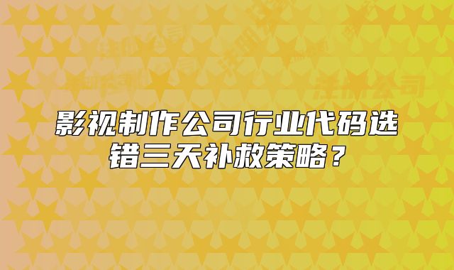 影视制作公司行业代码选错三天补救策略?
