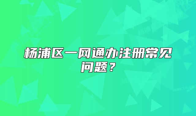 杨浦区一网通办注册常见问题?