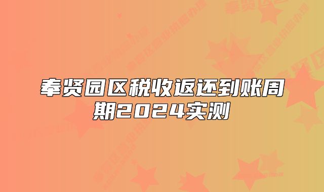奉贤园区税收返还到账周期2024实测