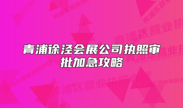 青浦徐泾会展公司执照审批加急攻略