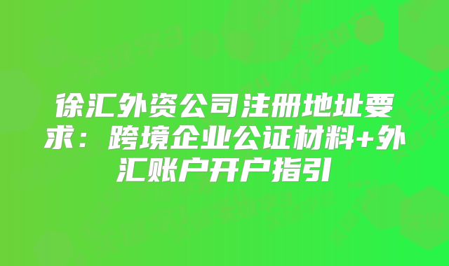 徐汇外资公司注册地址要求：跨境企业公证材料+外汇账户开户指引