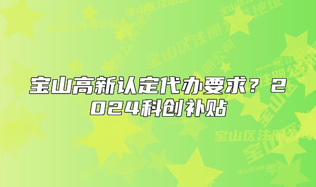 宝山高新认定代办要求？2024科创补贴
