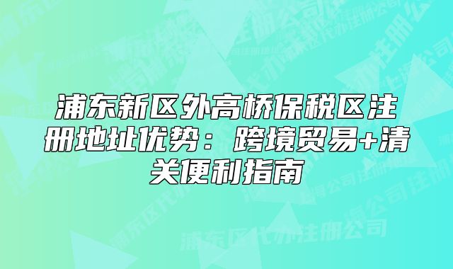 浦东新区外高桥保税区注册地址优势：跨境贸易+清关便利指南