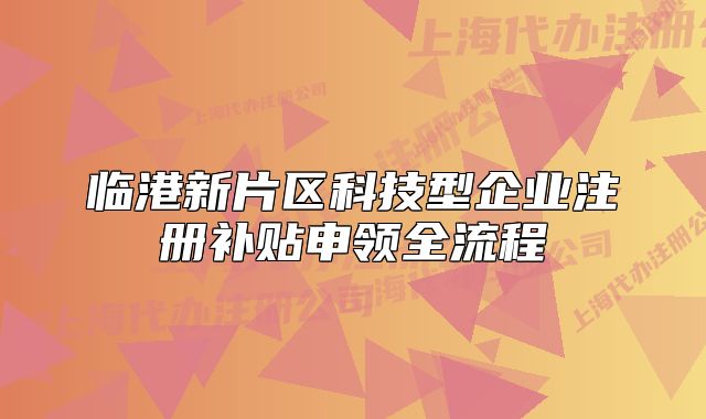 临港新片区科技型企业注册补贴申领全流程