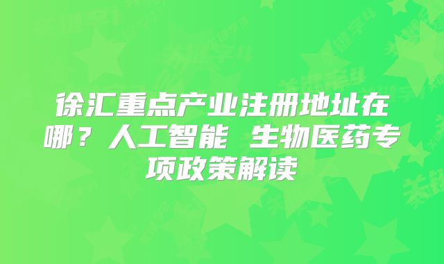 徐汇重点产业注册地址在哪？人工智能 生物医药专项政策解读