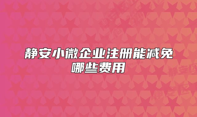 静安小微企业注册能减免哪些费用