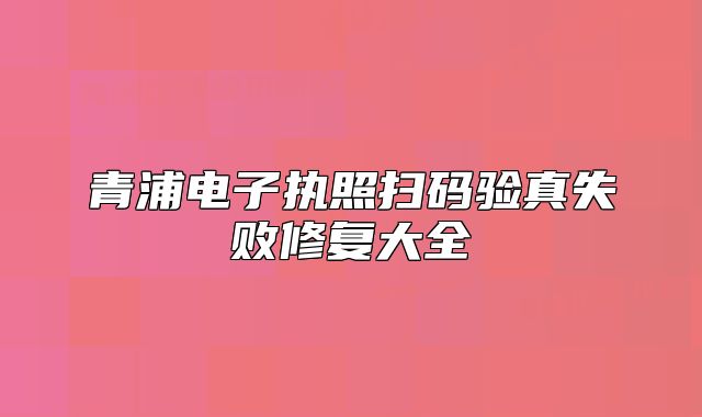 青浦电子执照扫码验真失败修复大全