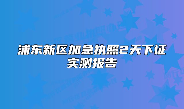 浦东新区加急执照2天下证实测报告