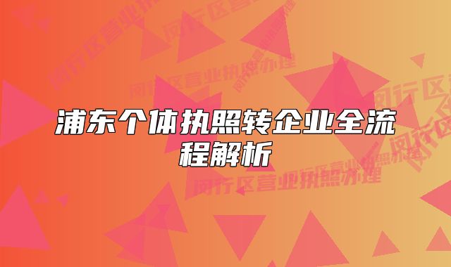 浦东个体执照转企业全流程解析
