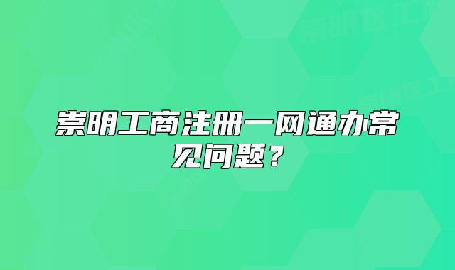 崇明工商注册一网通办常见问题?