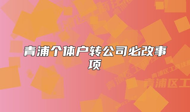 青浦个体户转公司必改事项