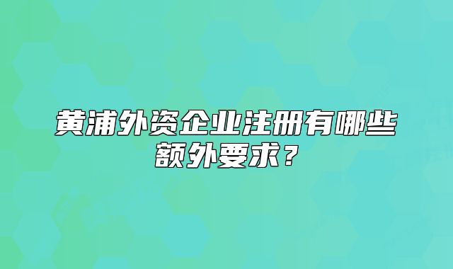 黄浦外资企业注册有哪些额外要求?