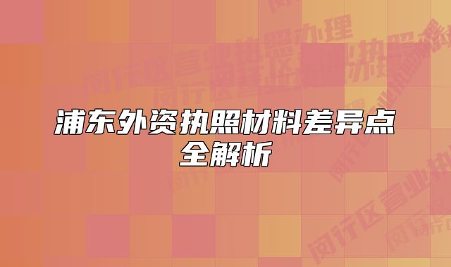 浦东外资执照材料差异点全解析