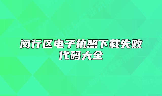 闵行区电子执照下载失败代码大全