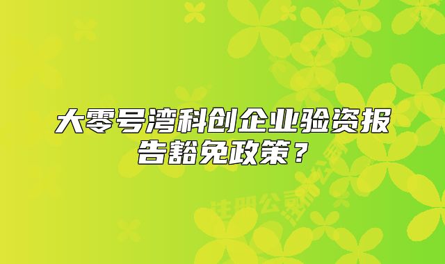 大零号湾科创企业验资报告豁免政策？