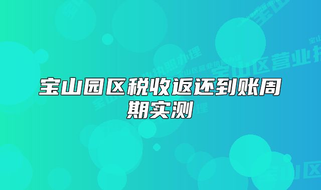 宝山园区税收返还到账周期实测