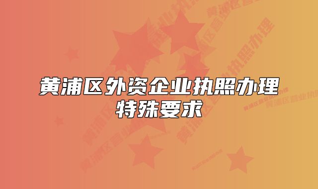 黄浦区外资企业执照办理特殊要求