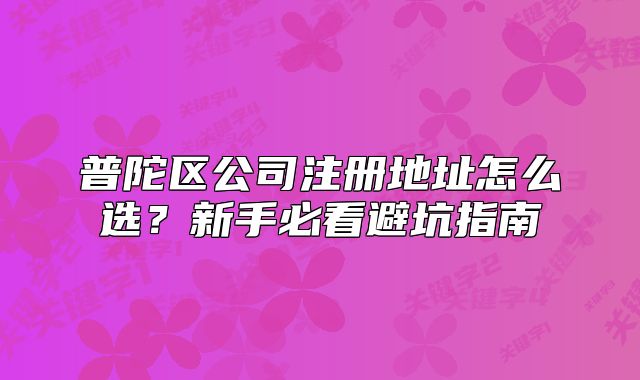 普陀区公司注册地址怎么选?新手必看避坑指南