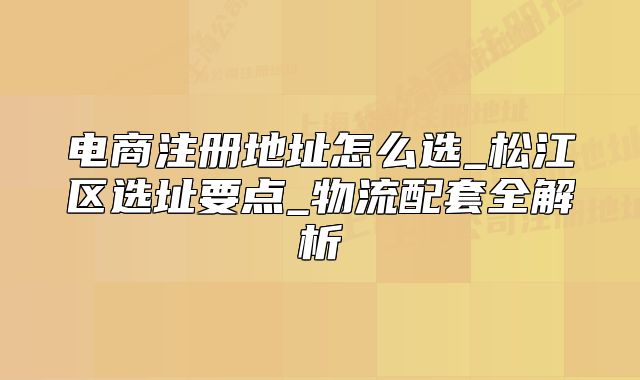 电商注册地址怎么选_松江区选址要点_物流配套全解析