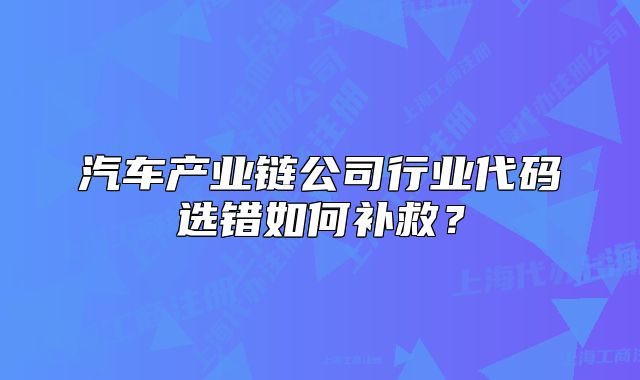 汽车产业链公司行业代码选错如何补救?